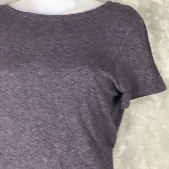H by Bordeaux Womens Large Gray Ribbed Knit Scoop Neck Short Sleeve T-Shirt Top - Picture 3 of 13